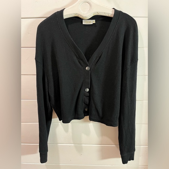 🖤 RD STYLE – Cardigan court noir boutonné – Taille M - Picture 1 of 8
